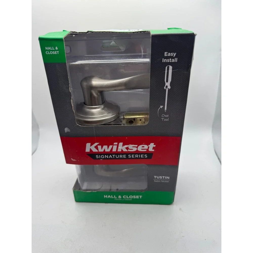 Kwikset Tustin Hall and Closet Door‎ Lever Lock Satin Nickel 97200-777